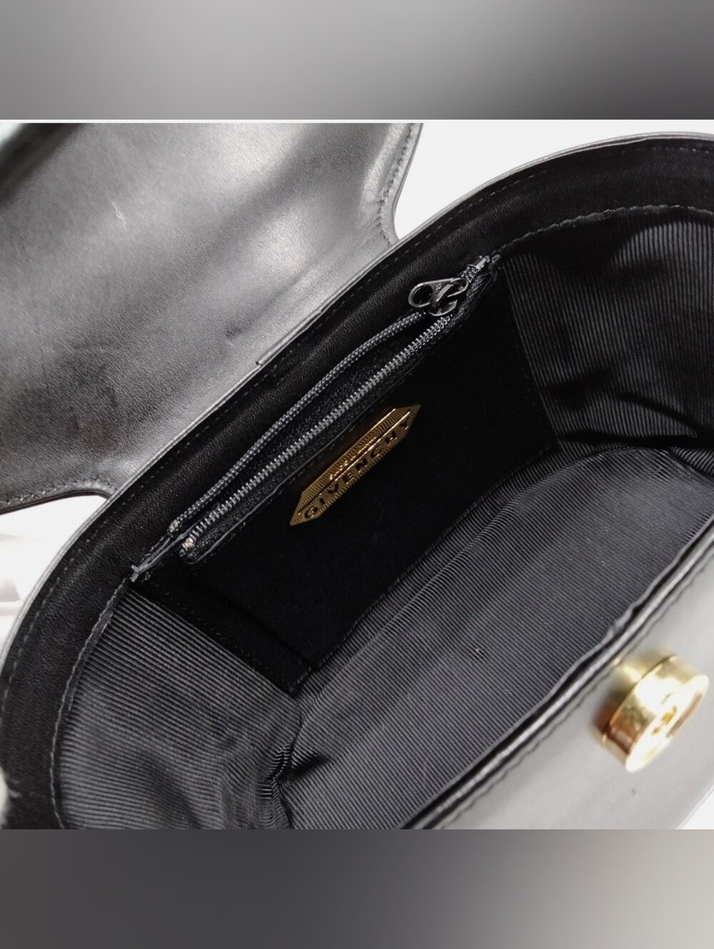 EUC Givenchy Vintage Black Leather Vanity Bag Top-Handle Handbag - Picture 5 of 5